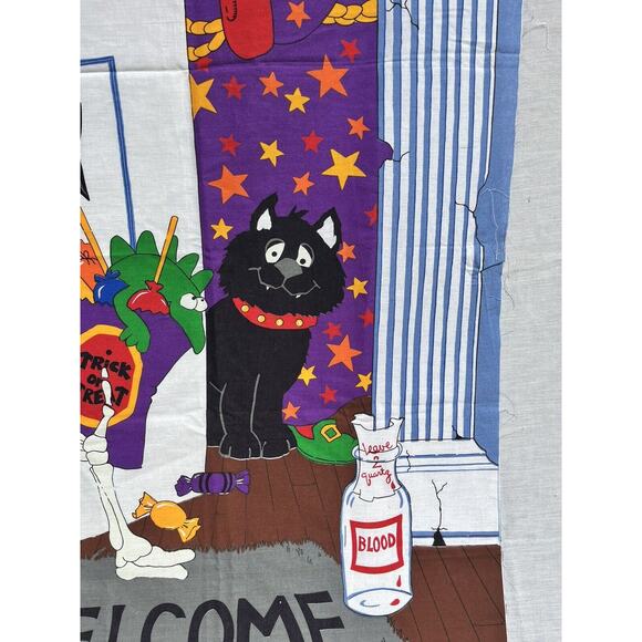 Cranston Halloween Door Panel Cover Glow in the Dark Witch Black Cat 54 x 57 - Picture 3 of 8